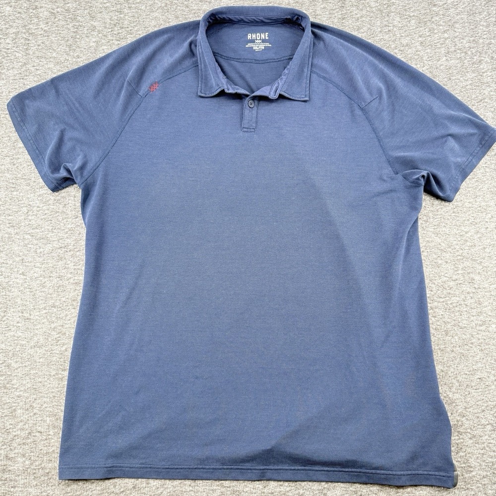 Rhone Golf‎ Polo Mens XXL Blue Delta Pique Button Down Performance 101346